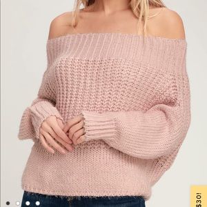 Lulu’s Mauve Off the Shoulder Knit Sweater